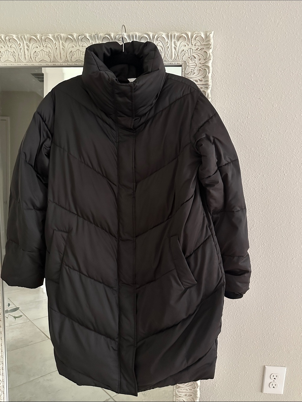 Universal Standard For J Crew Black Long Puffer Coat